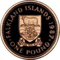 () Монета Фолклендские Острова 1987 год 1 фунт ""  Биметалл (Платина - Золото)  UNC
